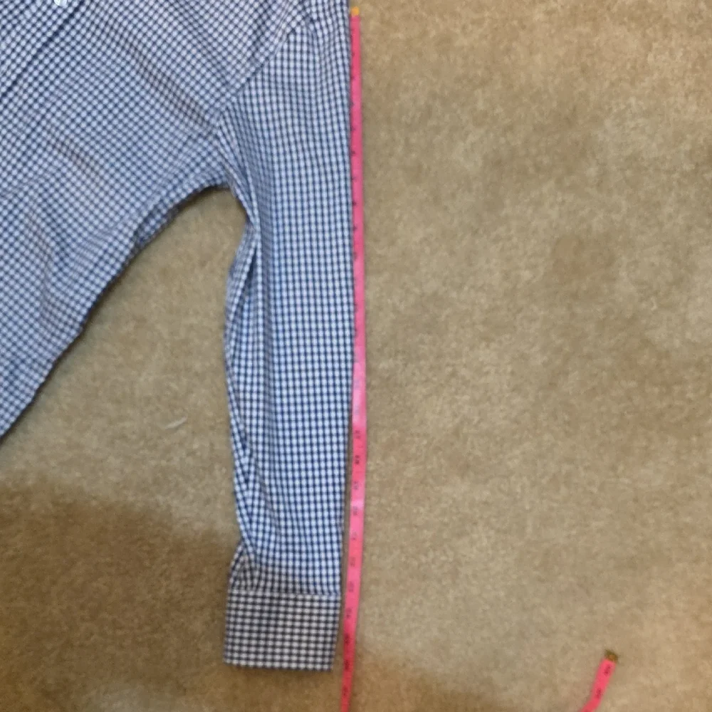 J. Crew Navy and White Men's Gingham Shirt Medium‎